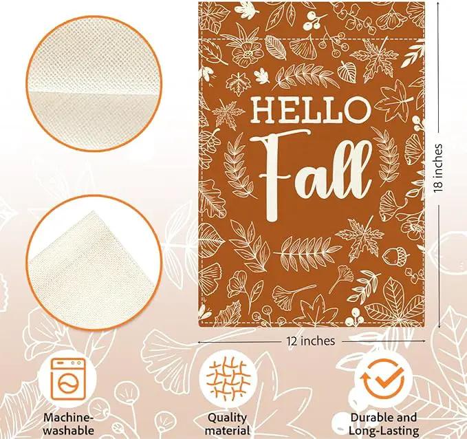 Hello Fall Garden Flag Autumn Holiday Garden Flag 12x18 inch Double Sided Fall Thanksgiving Maple Leaves Flags Decorations for Yard Outside Lawn Patio (Flay 1806) by GreenHaven Gardens