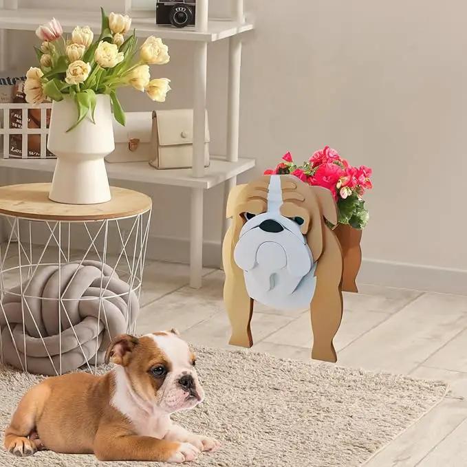 English Bulldog Dog Planter Plant Pots,Cute Garden Dog Flower Planter,Dog Planters Birthday Gifts for Women,Office,Indoor/Outdoor Decor（9.45 * 7.48 * 10.63in） by GreenHaven Gardens
