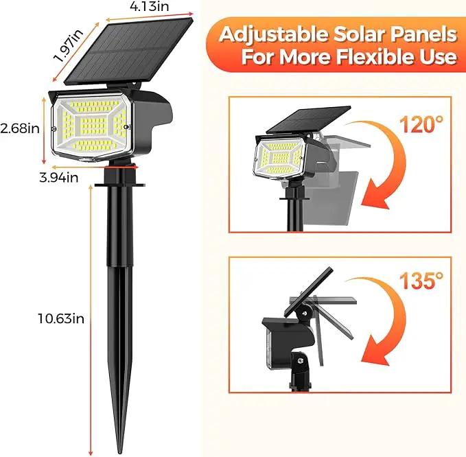 Solar Spot Lights Outdoor, 92 LEDs Landscape Lighting with 3 Lighting Modes and Auto On/Off, IP67 Waterproof Spotlights, Outdoor Solar Lights for Yard Garden, 2 Pack (Cool White) by GreenHaven Gardens