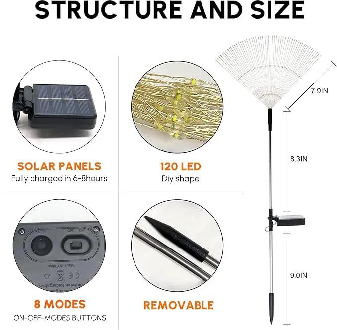 Solar Garden Firework Lights, 4 Pack, Waterproof, 120 LED, Outdoor, Warm White, Pathway, Patio, Party Decorations by GreenHaven Gardens