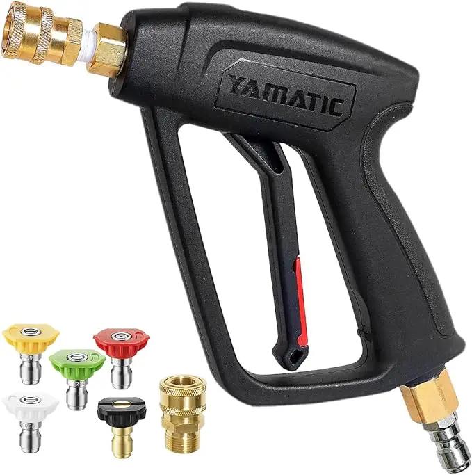 YAMATIC Short Pressure Washer Gun with Swivel Brass 3/8" Quick Connector, Power Washer Handle with Easy Pull Trigger Replacement for Ryobi, Simpson, Craftsman, DeWalt, 4000 PSI by GreenHaven Gardens