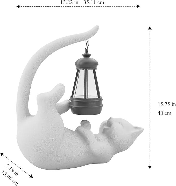 Solar Cat Garden Statue 15 Inch Porch Patio Decor for Outside Yard Decoration Outdoor Unique Housewarming Gardening Birthday Gifts for Cat Lovers Women Grandma by GreenHaven Gardens