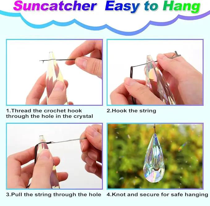 120mm Crystal Suncatcher, 2 Pack Large Prism Sun Catchers Windows Hanging Ornaments Rainbow Maker Pendant Indoor Outdoor Garden Chandelier Birthday Wedding Party Valentines Day Gifts for Women by GreenHaven Gardens