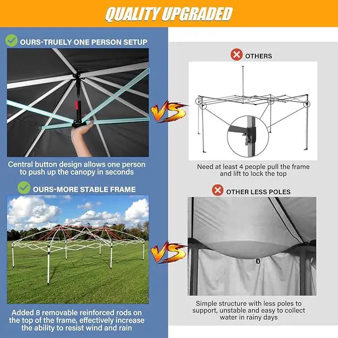 HOTEEL 10x20 Pop up Canopy with 6 Sidewalls, One Push Instant Setup Outdoor Canopy Tent with Reinforce Rod, Weight Bag, for Parties, Events, Black by GreenHaven Gardens
