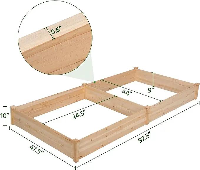 Yaheetech 8×4ft Wooden Horticulture Raised Garden Bed Divisible Elevated Planting Planter Box for Flowers/Vegetables/Herbs in Backyard/Patio Outdoor, Natural Wood, 93 x 48 x 10in by GreenHaven Gardens