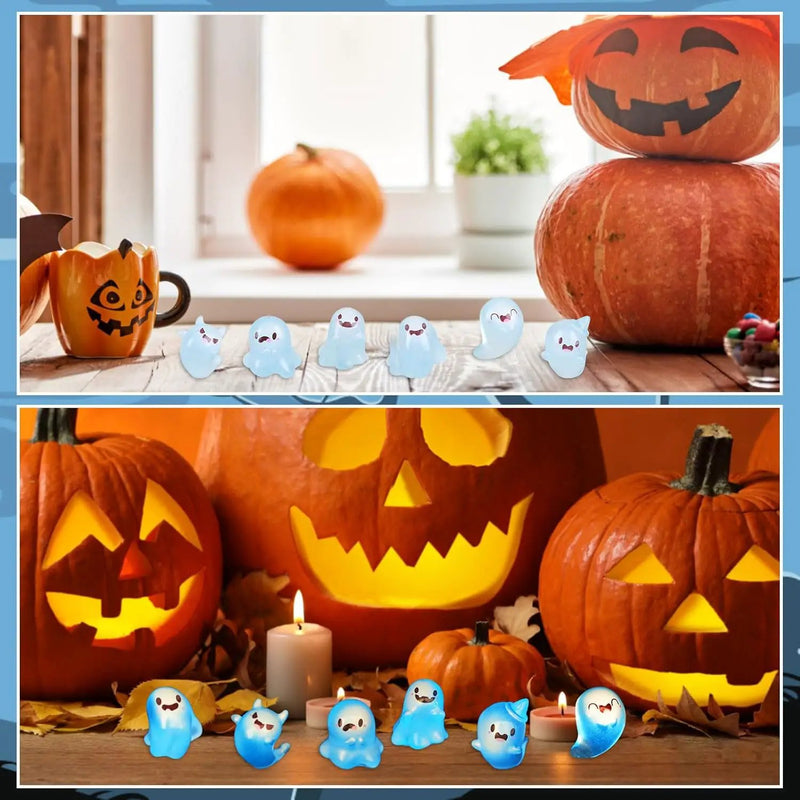 KIMOBER 24PCS Mini Luminous Ghost Miniature Figurines,Assorted Spooky Glow in Dark Resin Ghost Tiny Elf Figures for Fairy Garden Micro Landscape Decor Cake Topper Halloween(Assorted Ghost) by GreenHaven Gardens