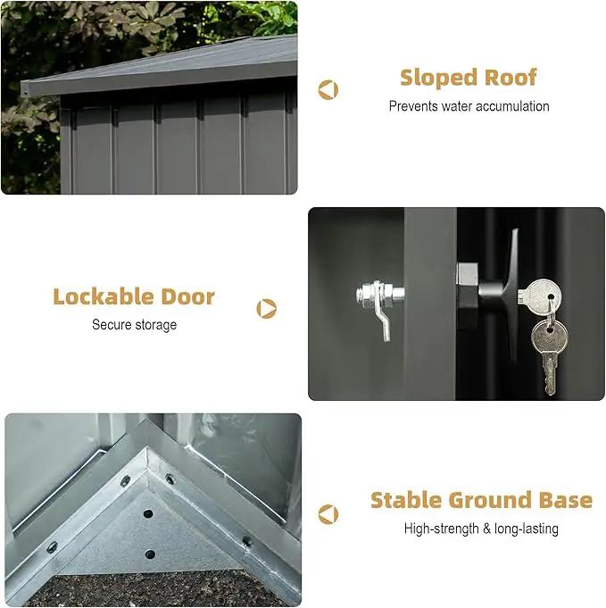 Domi Outdoor Storage Shed 11’ x 9’, Metal Sheds with Galvanized Steel Frame & Windows & Lockable Door, Garden Shed Tool Storage Room for Patio, Grey by GreenHaven Gardens