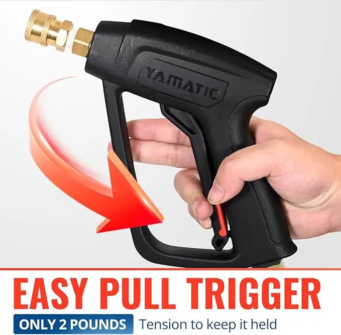 YAMATIC Short Pressure Washer Gun with Swivel Brass 3/8" Quick Connector, Power Washer Handle with Easy Pull Trigger Replacement for Ryobi, Simpson, Craftsman, DeWalt, 4000 PSI by GreenHaven Gardens