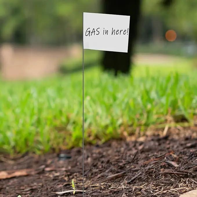 Zozen 100Pack White Marking Flags, Writable/15x4x5 Inch, Yard Flags for Lawn & Irrigation & Landscape & Sprinkler & Survey & Dog Training. by GreenHaven Gardens