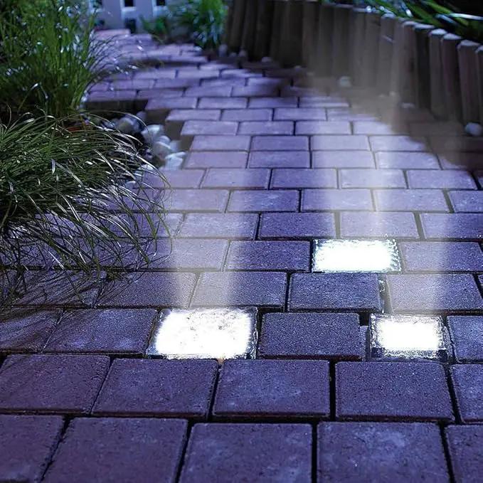 Solar Glass Brick Light - Solar Ice Cube LED Light - Crystal Brick Stone Lamp Garden Courtyard Pathway Patio Pool, Decorative Christmas Festives Ice Rock Cube Lights (4PCS White) by GreenHaven Gardens
