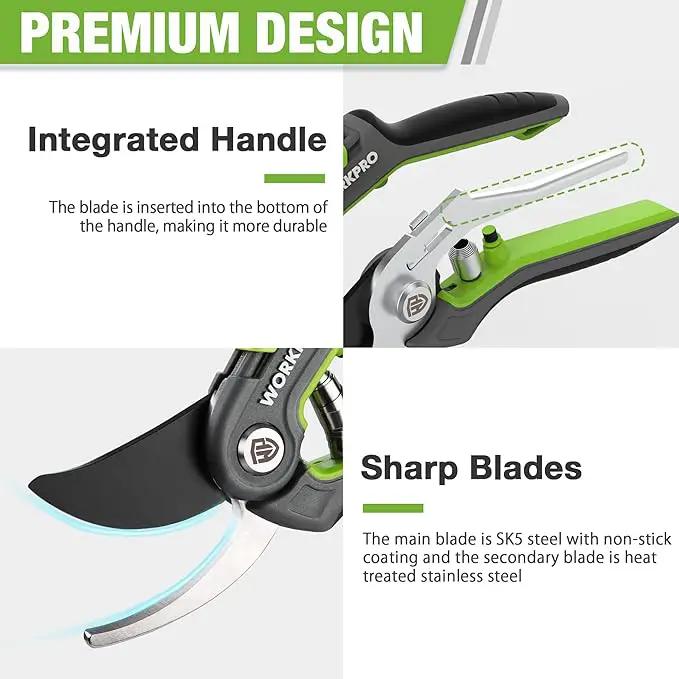 WORKPRO Garden Pruning Shears 2 Pack, 8" Bypass Pruning Shears and 6.25" Straight Garden Scissors, Premium Plant Shears, Garden Clippers Hand Tools for Cutting Flowers, Trimming Plants, Picking Fruits by GreenHaven Gardens
