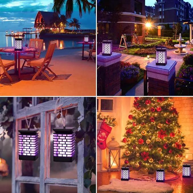 EOYIZW Solar Lanterns, 99LEDs Dancing Flickering Flame Lights, IP65 Waterproof, Purple, 3.5" H x 3.5" W x 3.5" D by GreenHaven Gardens