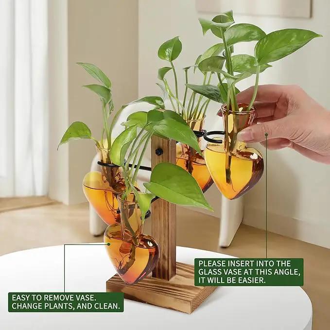 Plants Propagation Stations Plant Terrarium Kit Glass Planters for Indoor Plants House Plant Accessories Gift for Women - 4 Love Bulb Vase by GreenHaven Gardens