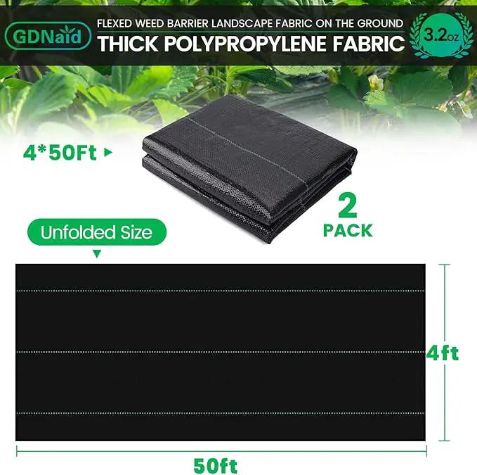 4ftx100ft Weed Barrier Landscape Fabric Heavy Duty, 3.2oz Weed Barrier Fabric, Easy Setup Woven Garden Weed Fabric Landscaping Fabric by GreenHaven Gardens