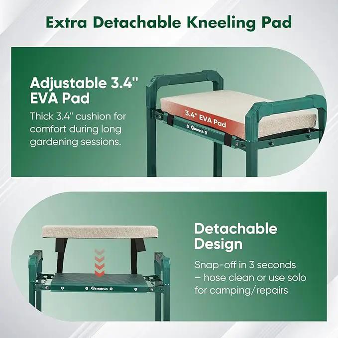 Garden Kneeler and Seat Foldable Kneeling Chair with Extendable Legs & Thickened Pad,Heavy Duty Foldable Gardener Stool with Tool/Storage Bags for Grandparents Gardeners by GreenHaven Gardens