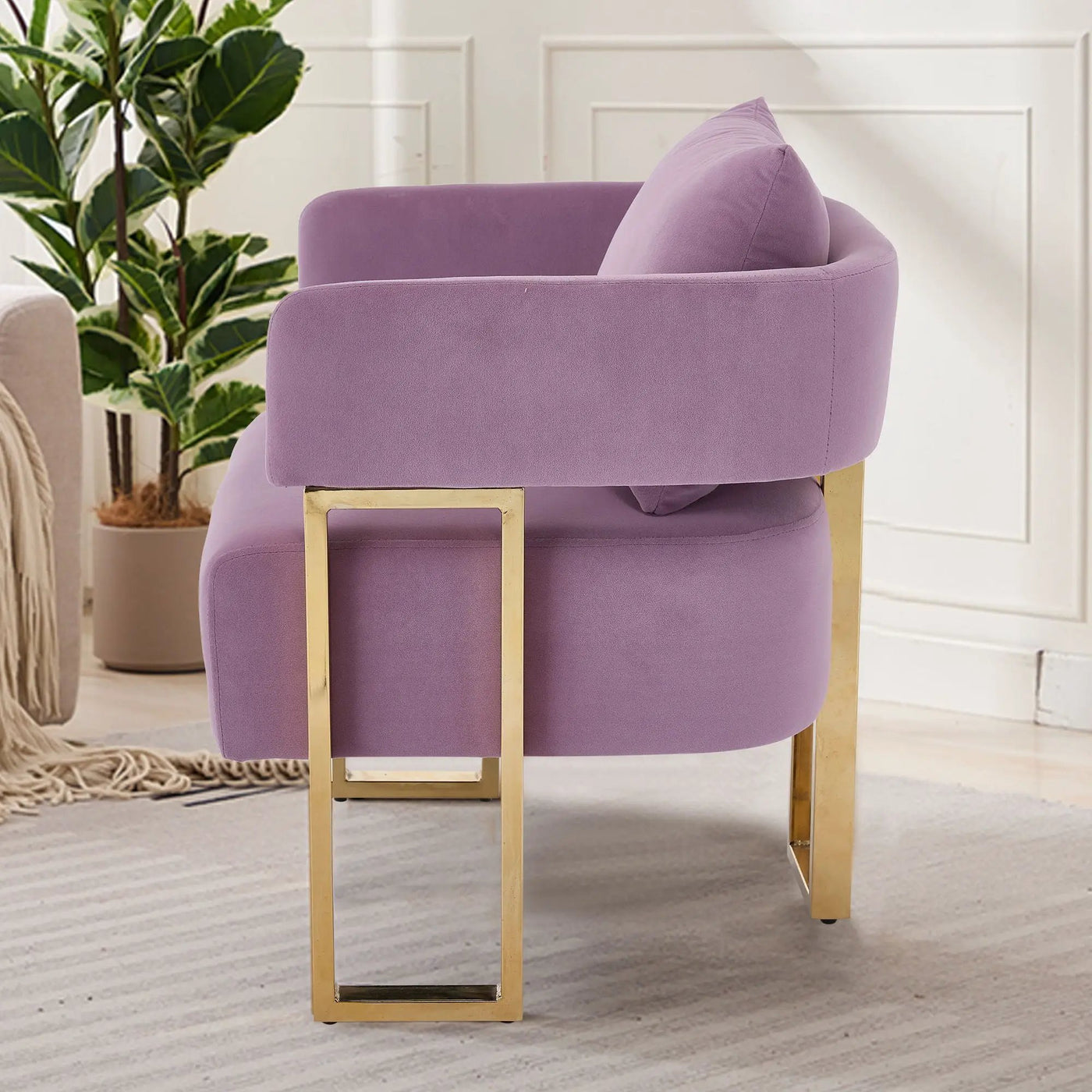 Modern Decorative Chair Teddy Fleece Upholstered And Metal Foot by Unique Piece Furniture