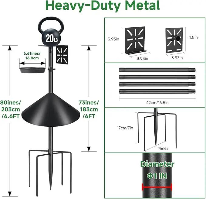 Smart Bird Feeder Pole with Squirrel Baffle & Bath-Heavy Duty Adjustable 3-6.6ft Universal Stand Mount for Backyard&Outdoor Bird Houses/Cameras (80'Pole-Baffle-Bath) by GreenHaven Gardens