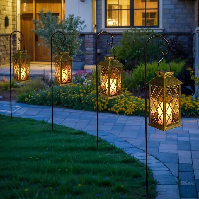2Pack 11" Outdoor Solar Lanterns Waterproof Garden Patio Lantern Lights Flickering Candle Mission for Outside, Party, Yard, Lawn, Mothers Day Gifts Garden Gifts for Mom Women (Antique Green Bronze) by GreenHaven Gardens