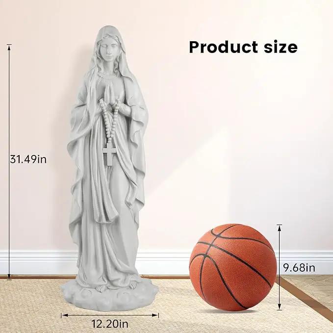 Virgin Mary Praying Statue 31.49 Inch Tall Outdoor Garden Religious Garden Statue Mary Statue Outdoor Yard Patio Deck Home Entryway Hallway Sculpture Magnesium Oxide Stone （White Virgin Mary） by GreenHaven Gardens