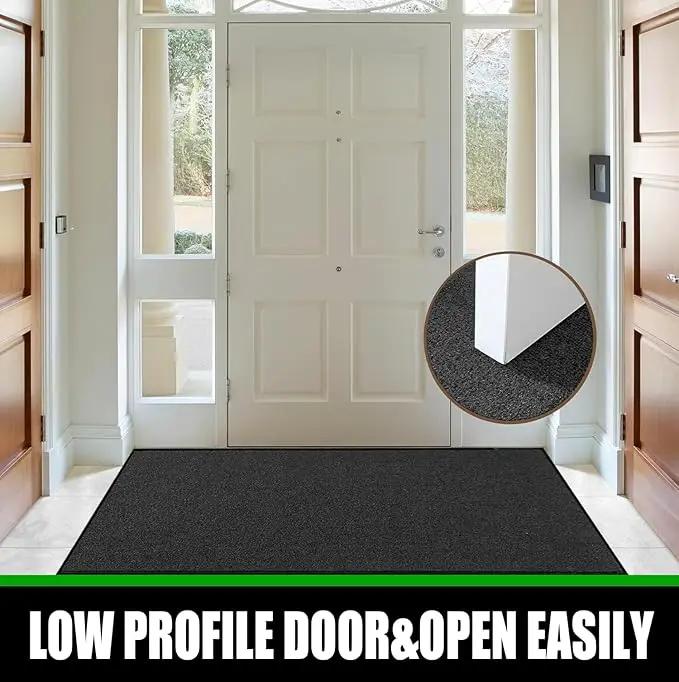 Commercial Grade Entrance Mat 3x5Ft Brush Step Entrance Rug with Striped Pattern&Rubber Border Indoor Outdoor Low Profile Rubber Entry Carpet Mat for Hallway,Home,High Traffic Area,Black by GreenHaven Gardens