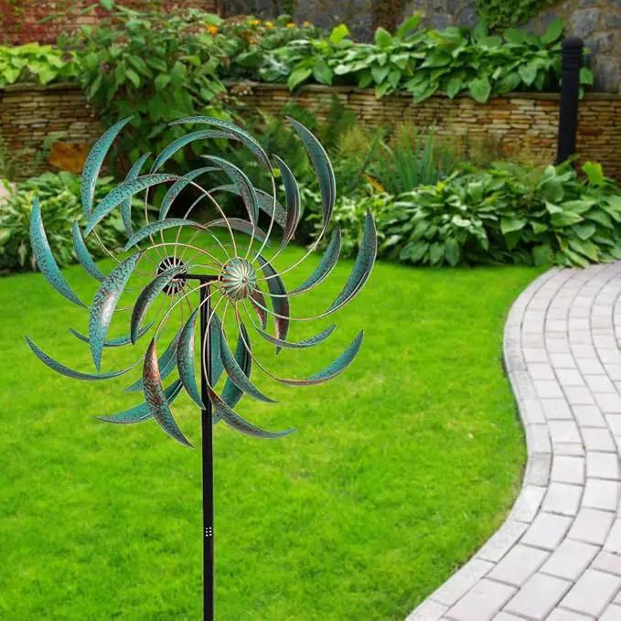 VEWOGARDEN Large Wind Spinners for Yard and Garden, Waterproof Metal Doubles Wind Spinners Outdoor Decor, Wind Sculptures & Spinners with Stakes (23" W * 80" H) by GreenHaven Gardens