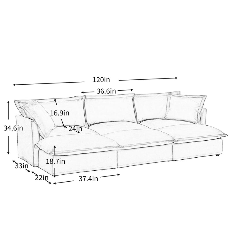 Oversized Chenille Living Room Sofa with 3 Ottomans by HouseOfZazla