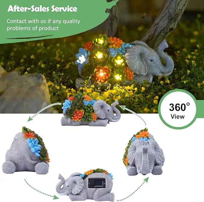 Nacome Elephant Statues with Succulent for Garden Decor: Solar Outdoor Clearance Outside Yard Art Porch Patio Balcony Front Lawn Ornaments –Birthday Gifts for Mom Grandma Women by GreenHaven Gardens