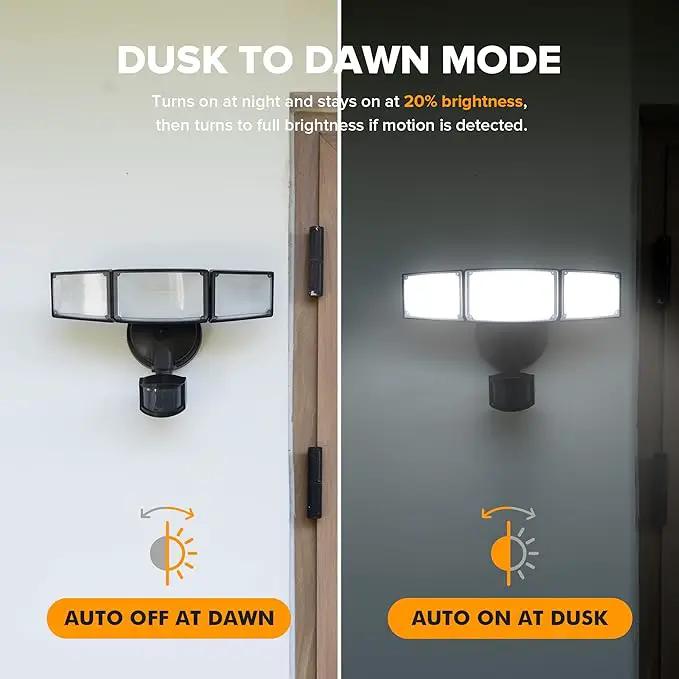 LUTEC 2 Pack 72W 7500LM LED Security Lights Motion Sensor Light Outdoor, 5000K Daylight, IP65 Waterproof, Dusk to Dawn, 3-Head Motion Detected Flood Light for Garage, Yard, Porch(Black) by GreenHaven Gardens
