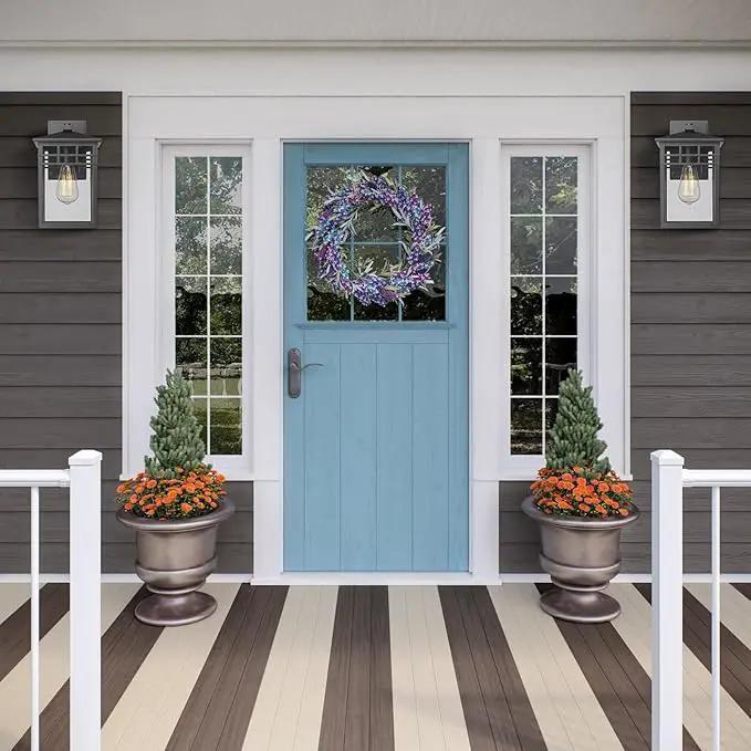 Outdoor Light Fixture Wall Mount, Modern Exterior Lights Fixture Wall Sconces with Seeded Glass for Front Porch, Farmhouse Rustic Waterproof Lantern Lamp in Black Finish for Home, Barn, Garage by GreenHaven Gardens