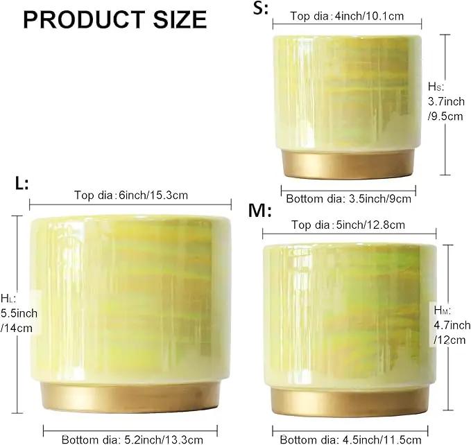 Gepege Indoor Pots for Plants, Ceramic Planter with Drainage Hole, 6.0 inch+5.0 Inch+4.0 Inch. Succulent Orchid Flower Pot - Rainbow Pearl Glaze by GreenHaven Gardens