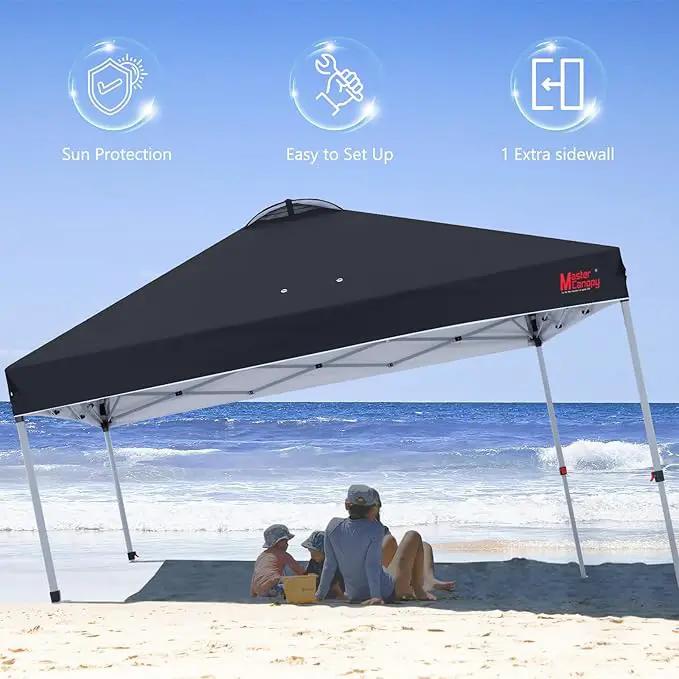 MASTERCANOPY Durable Pop-up Canopy Tent with 1 Sidewall (10'x10',Black) by GreenHaven Gardens