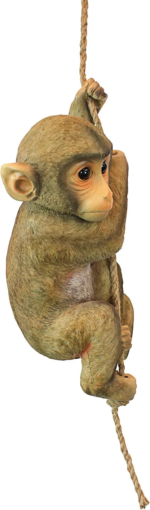 Design Toscano Chico the Chimpanzee Baby Monkey Hanging Indoor/Outdoor Animal Statue, 16 Inch Long, Cast Stone Resin, Brown Painted Finish by GreenHaven Gardens