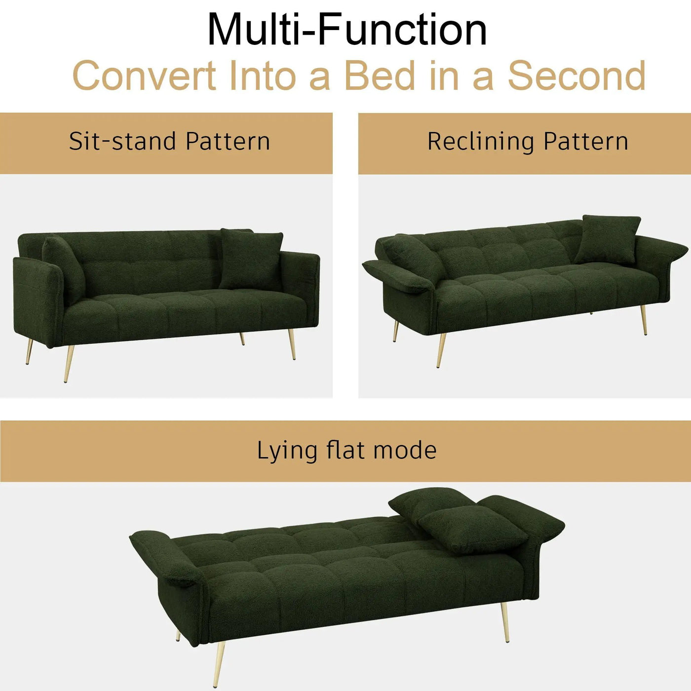 Convertible Double Futon Sofa Bed With Folding Armrests For Living Rooms by Unique Piece Furniture