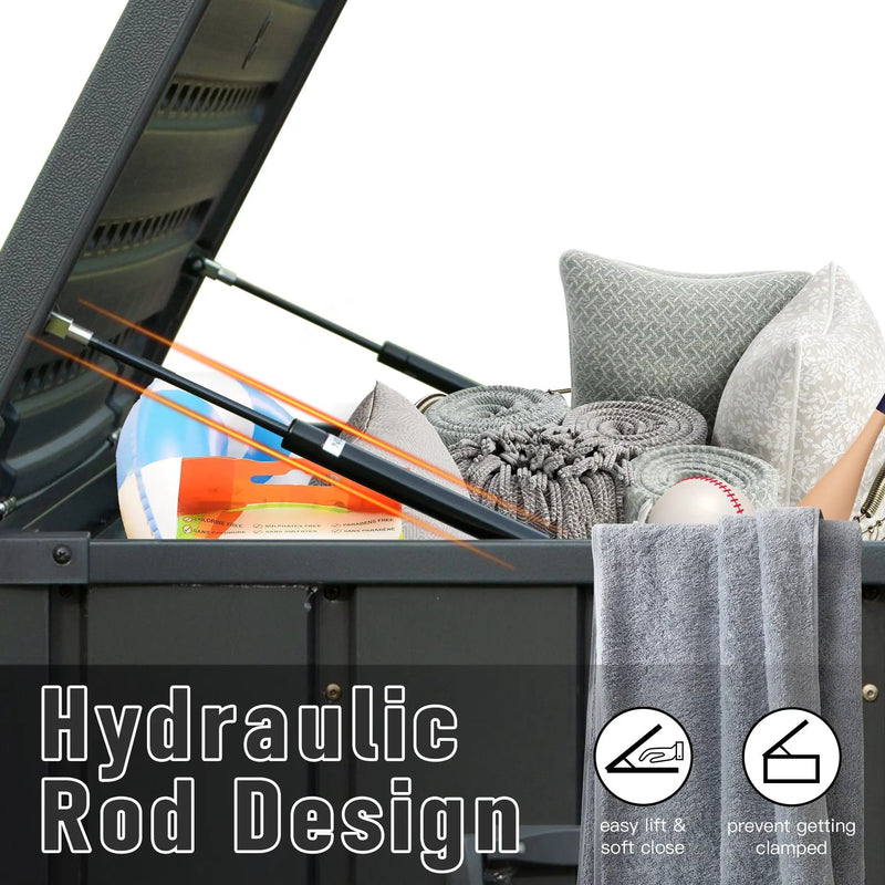 100 Gallon Outdoor Storage Deck Box - Waterproof, Dark Gray by HouseOfZazla