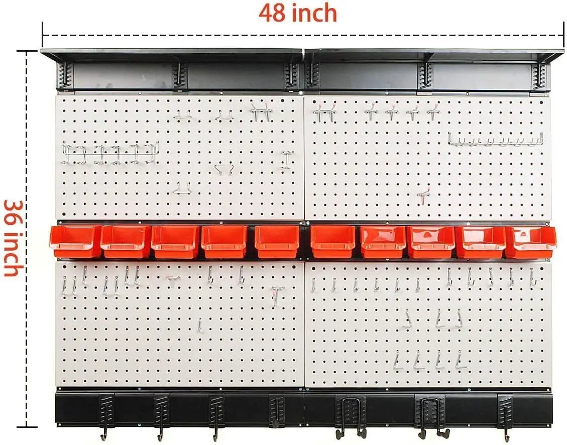Ultrawall Pegboard Wall Organizer, 48X 36 inch Garage Storage Pegboard with Hooks Storage Bins Tool Board Panel Tool Organizer, 72pcs by GreenHaven Gardens