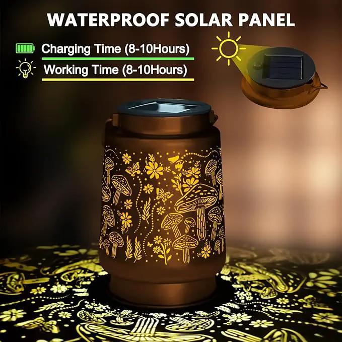 Mushroom Solar Lanterns Outdoor Waterproof Garden Decor Birthday Gifts for Women Mom Grandma Metal Hanging Solar Lights Decoration for Outside LED Lanterns for Yard Patio Lawn Pathway Landscape by GreenHaven Gardens