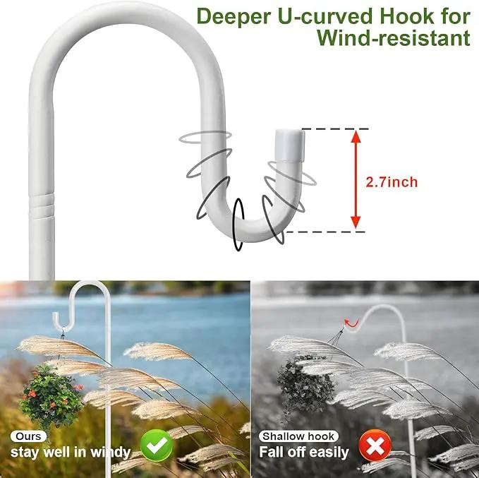 Hummingbird Feeder Stand Pole -30 inch Shepherds Hooks for Outdoor Garden Decor, 5 Prong Bird Feeder Pole for Hanging Birdfeeders,Plant,String Light - Heavy Duty Wind Chime Stand,Shepards Hook-White by GreenHaven Gardens