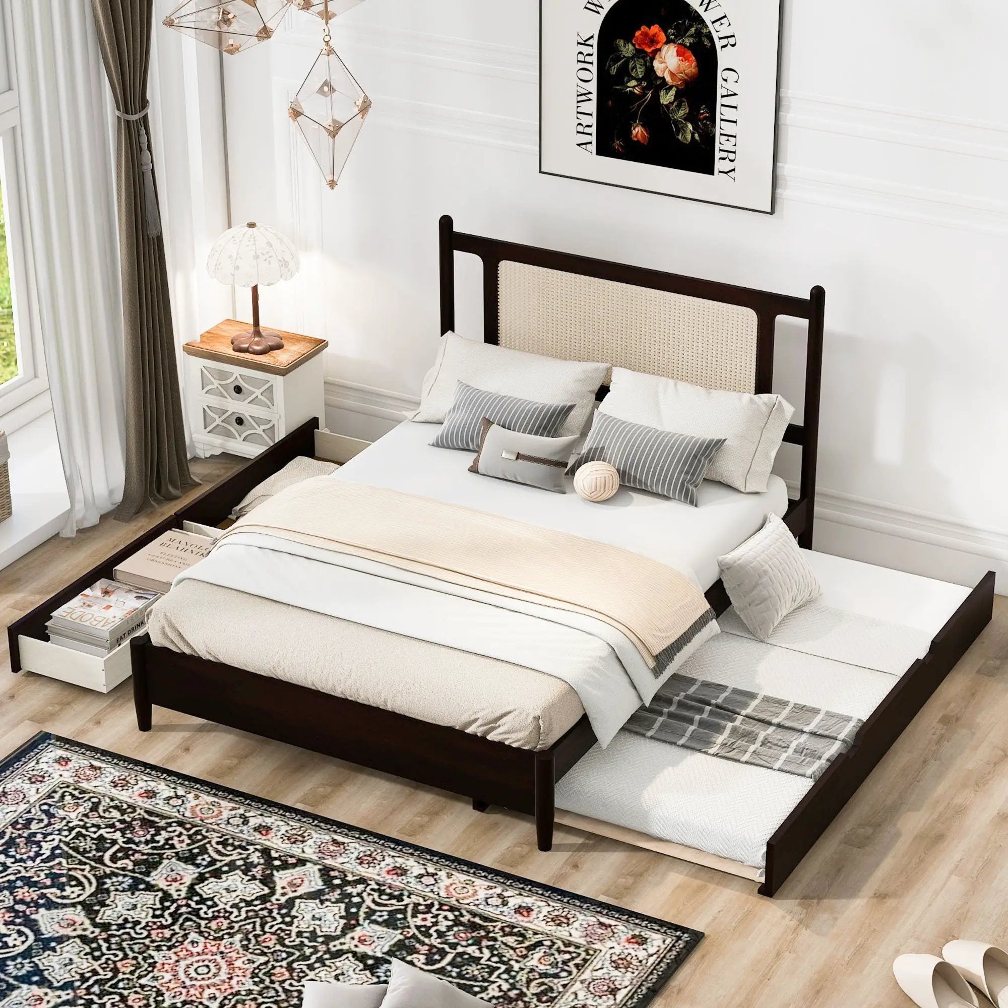 Platform Bed With 2 Big Drawers & Trundle by HouseOfZazla