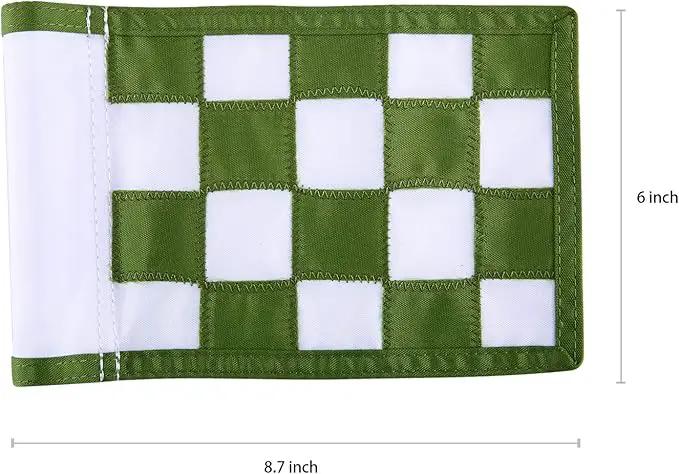 Golf Flag,Green Golf Flags,Solid Nylon and Checkered Training Golf Putting Green Flags, Indoor Outdoor Backyard Garden Portable Golf Target Flags,8.7inch*6inch (White-Green) by GreenHaven Gardens