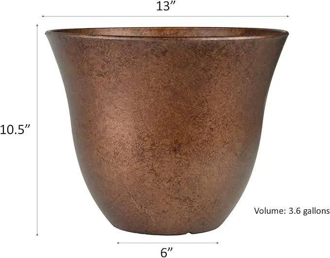 Classic Home and Garden Honeysuckle Resin Flower Pot Planter, Copper, 13" by GreenHaven Gardens