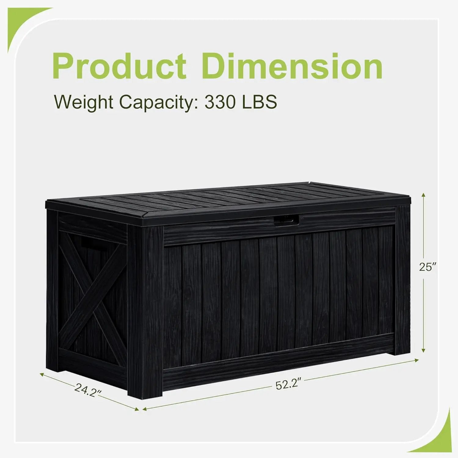 Greesum 120 Gallon Deck Box, Resin Outdoor Storage Container for Patio Furniture, Garden Tools, Pool Accessories, Weatherproof, Lockable, Black by GreenHaven Gardens
