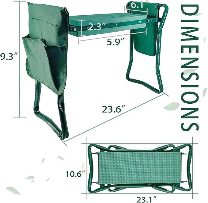 Foldable Garden Kneeler and Seat with 2 Gardening Tool Pouches Multiuse Bench with Soft Kneeling Pad,Gardening Gifts for Women Men Gardener Parent Elders Christmas by GreenHaven Gardens