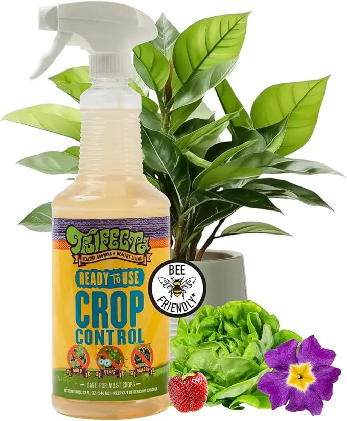 Trifecta Crop Control Ready to Use Maximum Strength Natural Pesticide, Fungicide, Miticide, Insecticide, Help Defeat Spider Mites, Powdery Mildew, Botrytis and Mold on Plants 32 OZ Size by GreenHaven Gardens