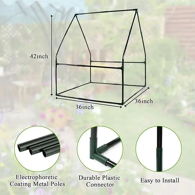 U'Artlines Portable Mini Greenhouse Small Green House with Waterproof Pad 36x36x42 Inch Plant Cover Tent for Garden Small Plants Indoor Outdoor, Green PE by GreenHaven Gardens