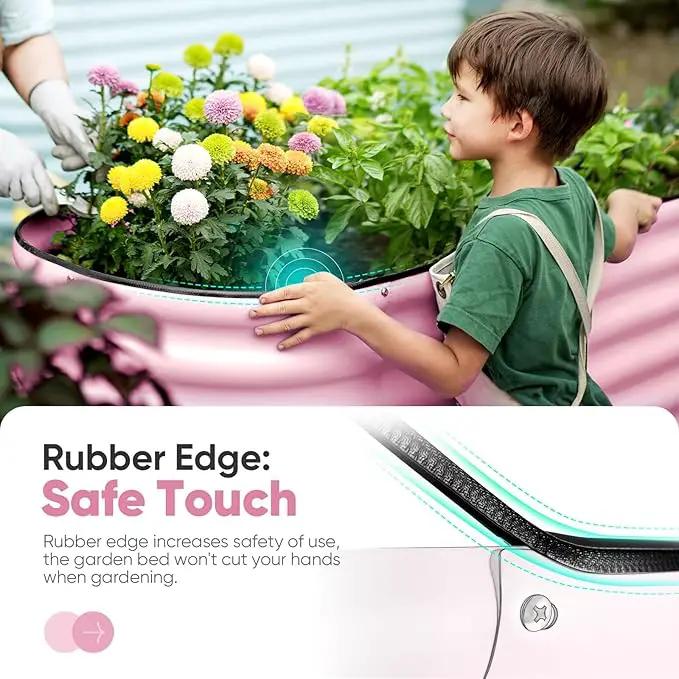 KING BIRD Raised Garden Bed 2.85 ft Tall 6 in 1 Galvanized Planter Garden Box Outdoor for Gardening, Deep Root Vegetables, Flowers 47.2X23.6X34.2 in, Pink by GreenHaven Gardens