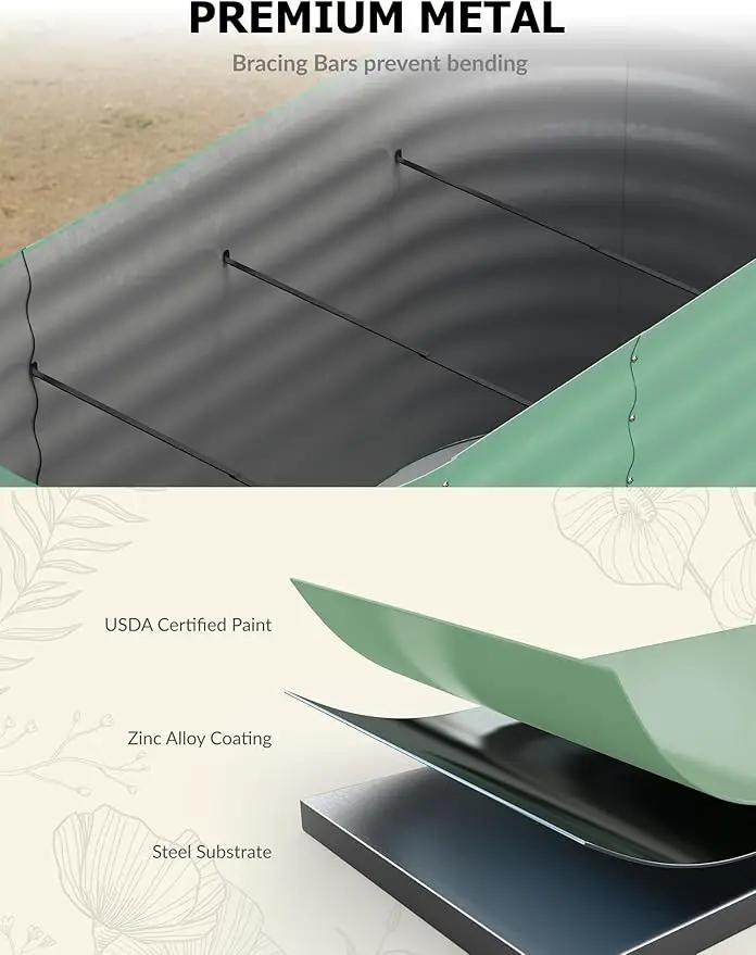 8x4x2ft Raised Garden Bed,Galvanized Raised Planter Boxes Outdoor with Easy Assembly, Large Garden Bed for Vegetables, Fruits, Flower,Raised Garden Bed,Green by GreenHaven Gardens