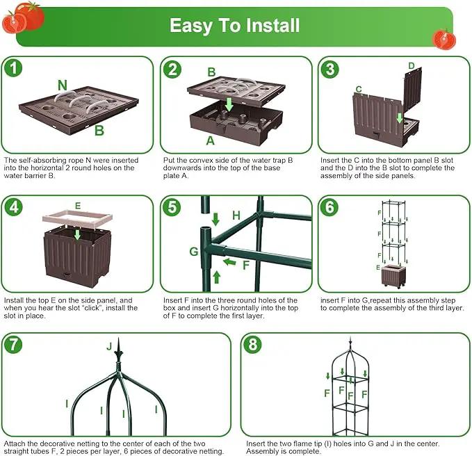 Raised Garden Bed Planter Boxes with Trellis,1pcs 70.9"Self-Watering Tomato Planter Boxes with Trellis for Climbing Vegetables Plants Flowers Tomato with Wheels,Use for Indoor Outdoor (Brown) by GreenHaven Gardens