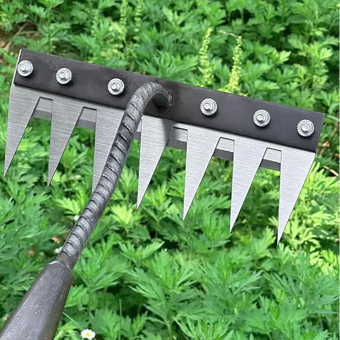 Gardening Hand Weeder Tool,Manual Weeder Tool with Detachable Blades, 4 Sizes High Carbon Steel Dual-Edge Design for Farm Garden Lawn Weed Removal, Soil Cultivation & Root Extraction (6 Tines) by GreenHaven Gardens