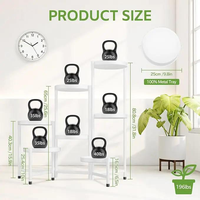 iDavosic.ly 7 Tier Large Plant Stand Indoor, 10 Inch Wide Tall Corner Metal Plant Stands Outdoor for Multiple Plants, Folding Tiered Flower Display Holder Rack Shelf, White by GreenHaven Gardens