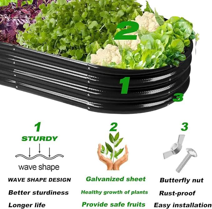 Raised Garden Bed Galvanized Planter Box Outdoor, Rot-Resistant Metal Garden Bed Planter for Vegetables Flower Herb (5- Black) by GreenHaven Gardens